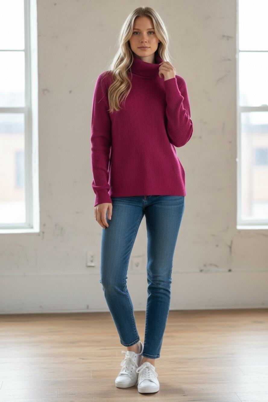 Rafaella Womens XL Pink Turtleneck Sweater Long Sleeve Soft Knit Pullover